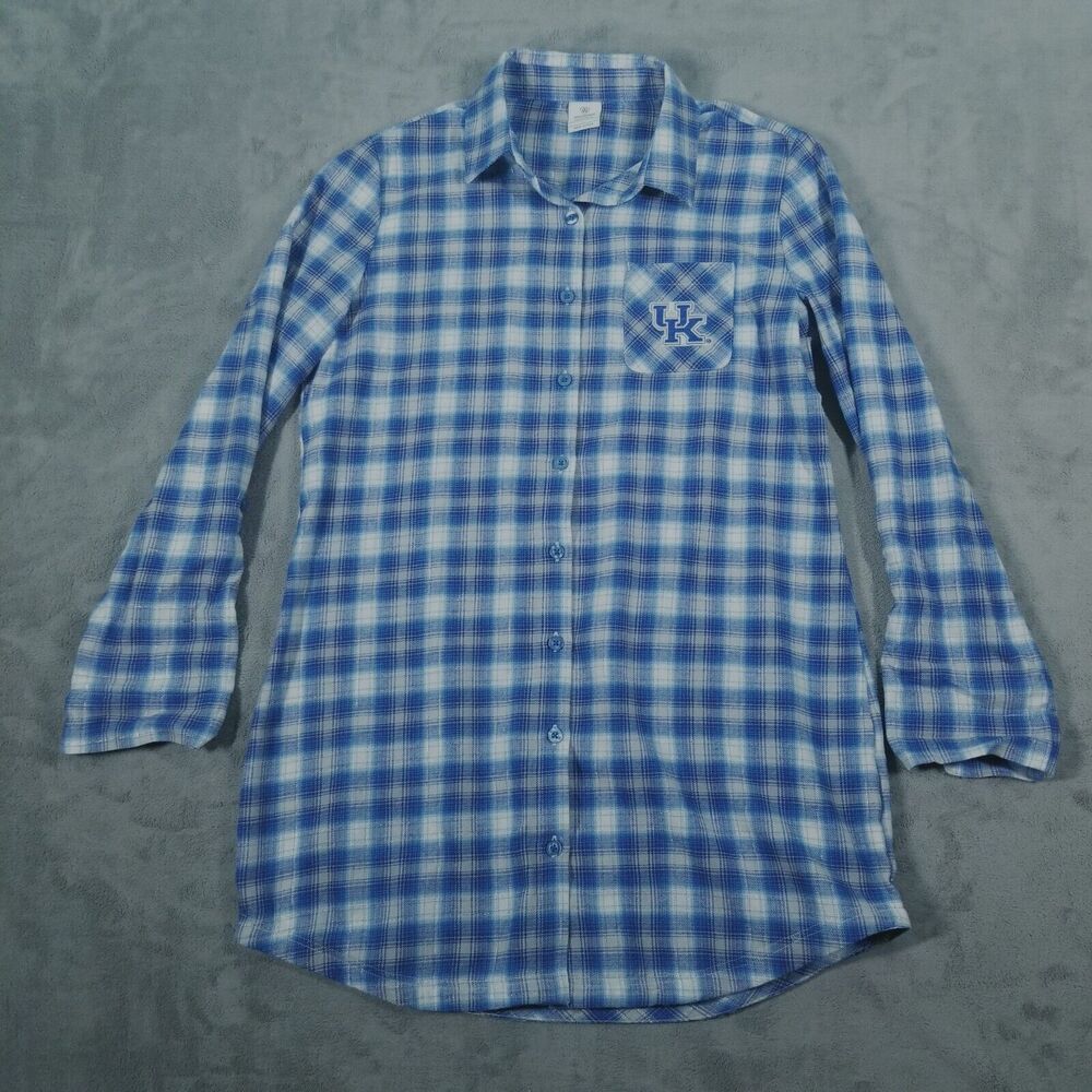 Kentucky Wildcats Top of The World Sleepwear Womens L Blue White Plaid Pajamas